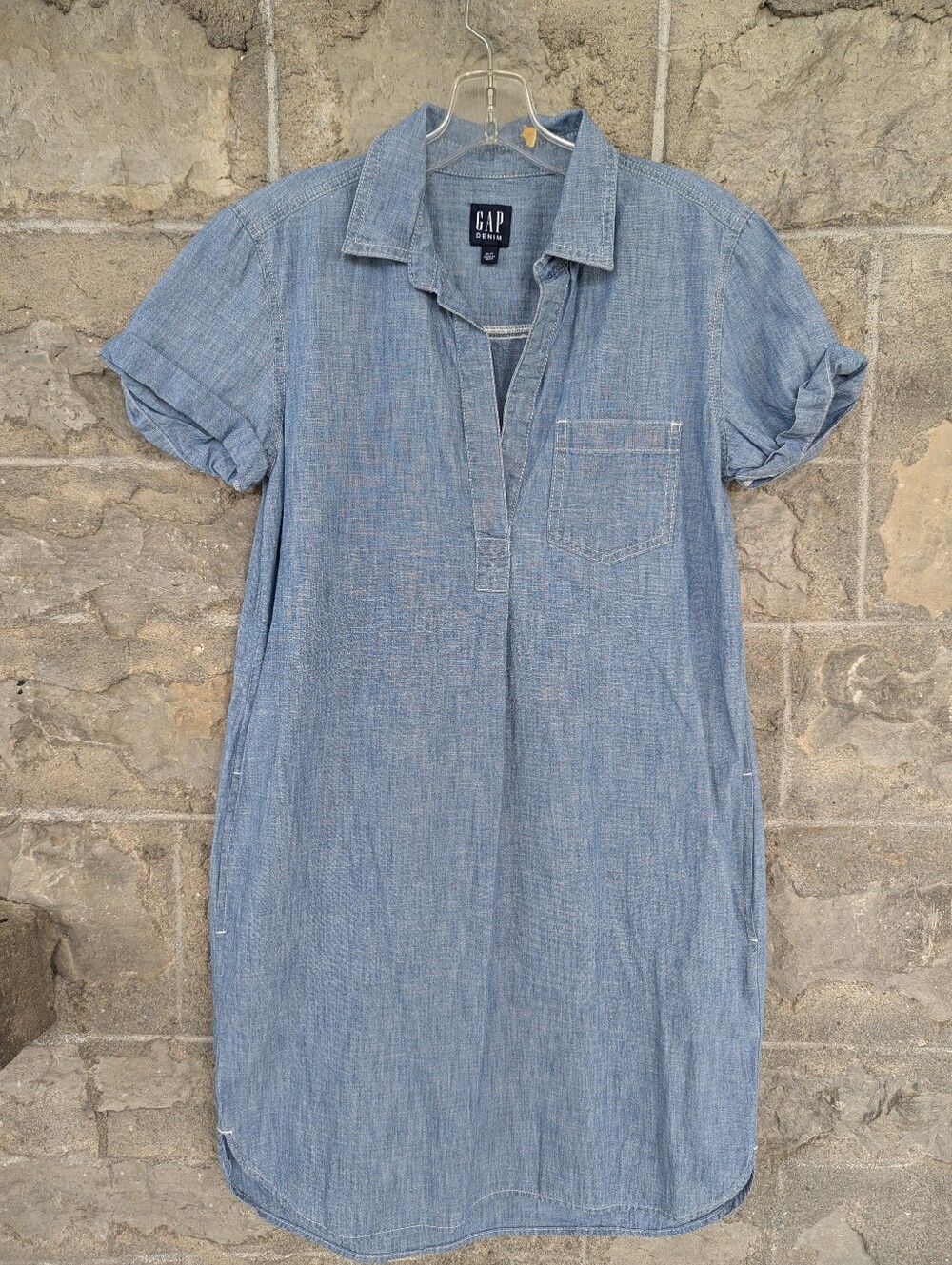 GAP Light Blue Chambray Midi Shirt Dress